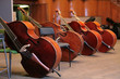 Vintage, music instruments, four old bass viols