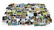 Stack of photos isolated from the background