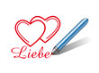 Liebe schreiben mit Herzen