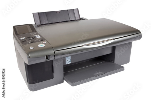 Photo: Printer on isolated white background. Printer on isolated white background.