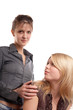 Portrait of girl friends auf weißem Hintergrund