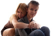 Portrait of girl friends on white background