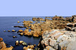 The rocky coast of the cote de granit rose,  brittany.