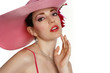 Beautiful woman in pick hat
