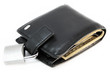 Wallet with a padlock, money security concept