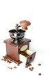 Coffee grinder with beans isolated on white Coffee grinder with beans isolated on white