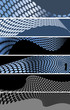 Metallic halftone retro dots banners forming a wave