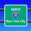 Interstate 95 sign to New York City Interstate 95 sign to New York City