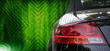 Black car isolated on matrix background