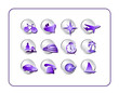 Travel Icon Set, Purple-Silver. Digital illustration. Travel Icon Set, Purple-Silver. Digital illustration.