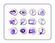 Icon Set Purple-Silver, digital illustration.