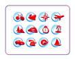 Travel Icon Set, Red-Blue. Digital illustration. Travel Icon Set, Red-Blue. Digital illustration.