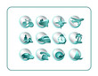 Travel Icon Set, Teal - Silver. Digital illustration. Travel Icon Set, Teal - Silver. Digital illustration.