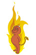 Little big-headed devil involved in flames