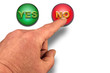 Finger about to press a "NO" button on white