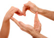 heart shape of hands isolated on white