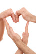 heart shape of hands isolated on white