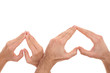 heart shape of hands isolated on white