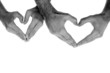heart shape of hands isolated on white