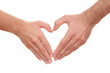 heart shape of hands isolated on white