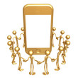 Group Circled Around Touch Screen Cell Phone Group Circled Around Touch Screen Cell Phone