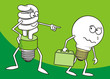 Ιncandescent light bulb persecuted by a fluorescent one