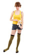 Foto: Young girl with teddy-bear isolated at the white background Young girl with teddy-bear isolated at the white background
