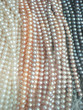 Display of multicolored strands of luxurious pearls