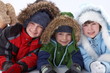 Happy children in jackets Happy children in jackets