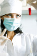 doctor making blood analysis. Special toned photo f/x