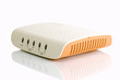 Computer Internet modem on white background