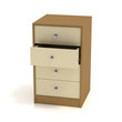 Light-dark Drawer Pedestal is opened. 3D render. Light-dark Drawer Pedestal is opened. 3D render.