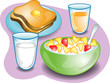 Illustration of a complete breakfast with cereal Illustration of a complete breakfast with cereal