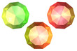 Multi-coloured crystals, diamonds, polyhedrons