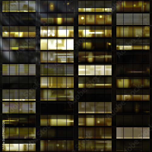 Windows in a high rise towerblock or skyscraper at night