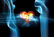 Man and woman, lightning photo effect, love concept