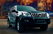 Toyota landcruise rblack color on the road