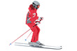 vector skier in red skisuit sliding downhill