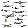 Plane collection on white background. 