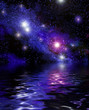 nebula reflecting on the ocean of an alien water world nebula reflecting on the ocean of an alien water world