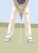 Golfer preparing to hit ball with club