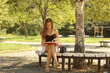 Cute girl reading a book