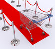 Red carpet for the best client. Concept of good customer