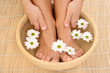 beautiful legs and hands with perfect french pedicure