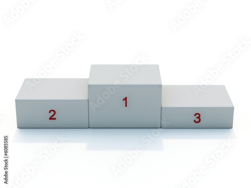 White pedestal with red numerals isolated on white White pedestal with red numerals isolated on white