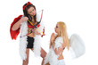 angel and devil over white background