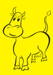 The cheerful young cow smiles and waits, when it will be milk