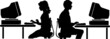 computer worker silhouette vector