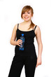 Woman with bottle water fitness day