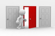 3d human that walks to an half-open door